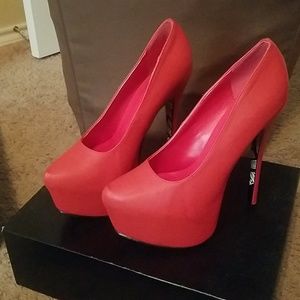 Red platform heels